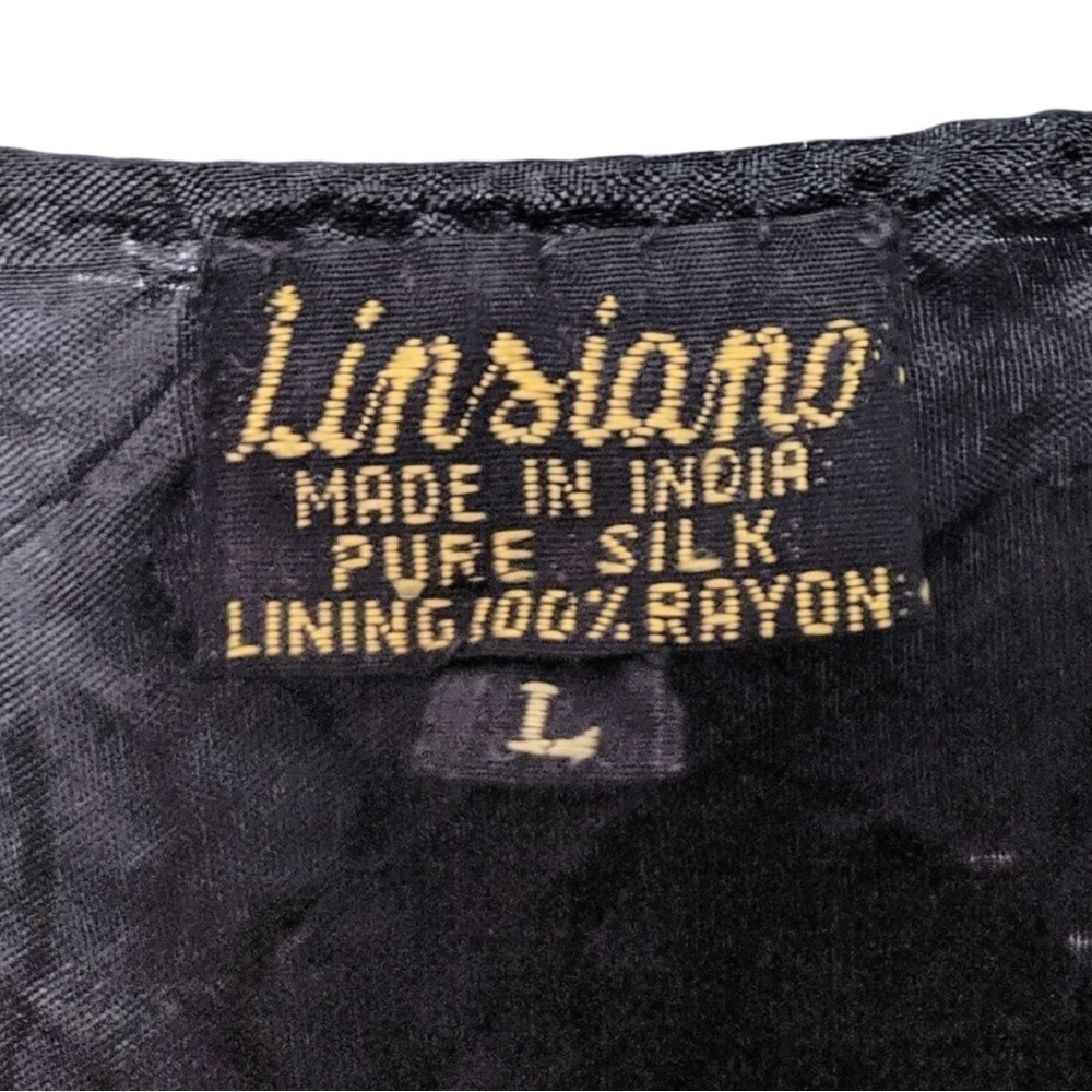 VINTAGE Linsiano Sequin Bead Shark Bite Hem Top L - Picture 5 of 9